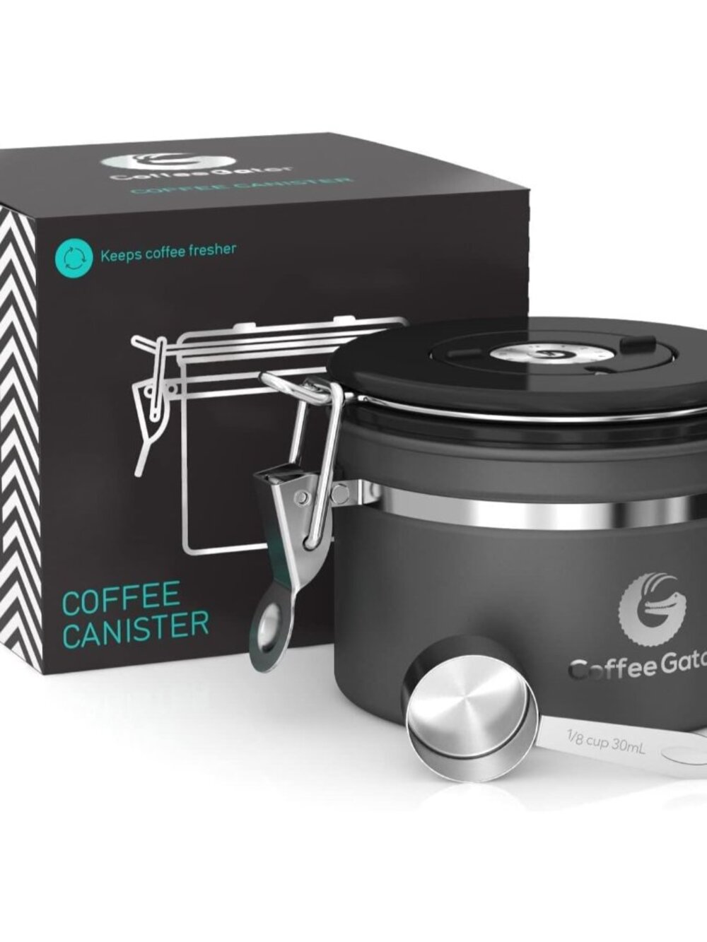 Coffee Canister, 11oz Airtight Stainless Steel Kitchen Food Storage Container wi - Picture 10 of 10